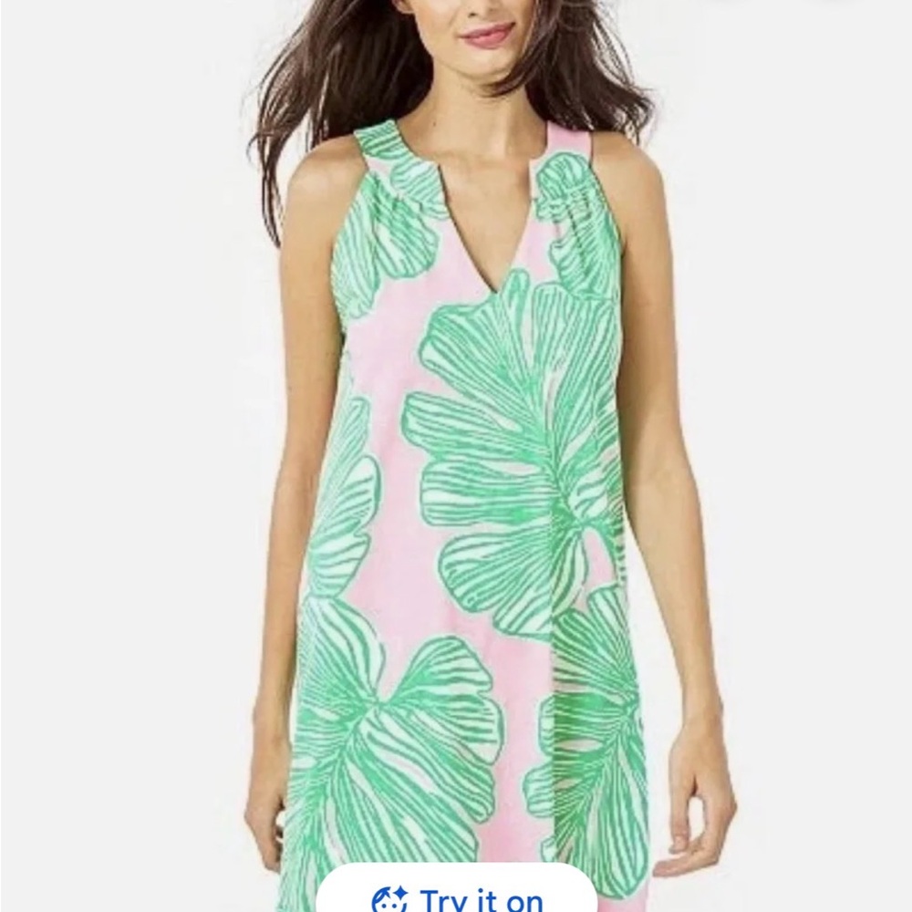 Lilly Pulitzer Pink and Green Leaf Dress